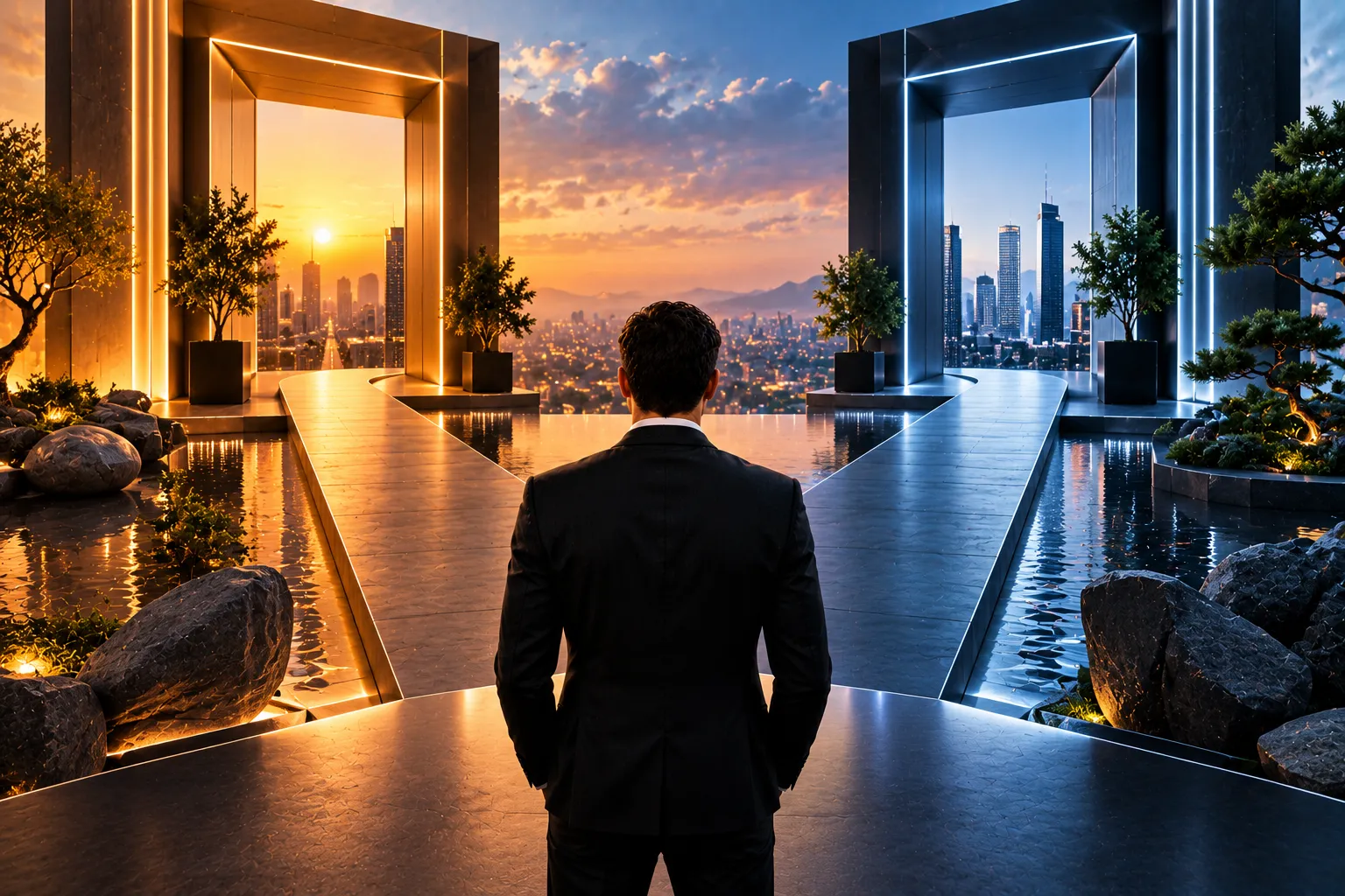 Investidor escolhendo entre duas plataformas de investimentos