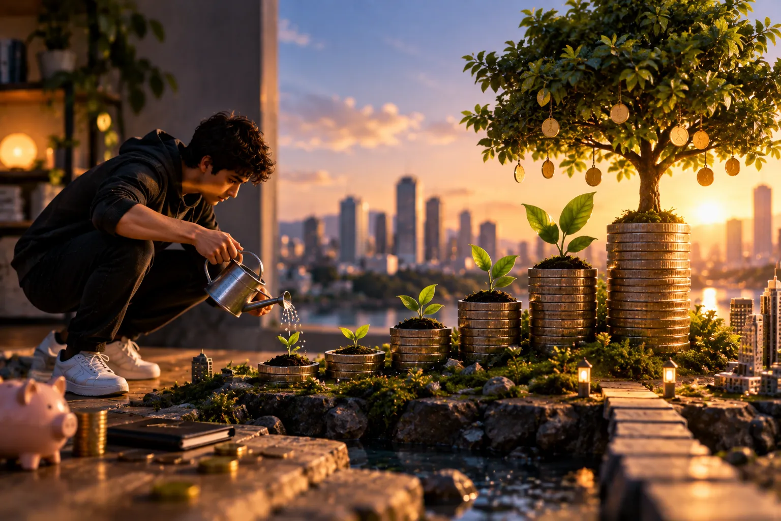 Pessoa começando a investir com pouco dinheiro e cultivando pequenas quantias