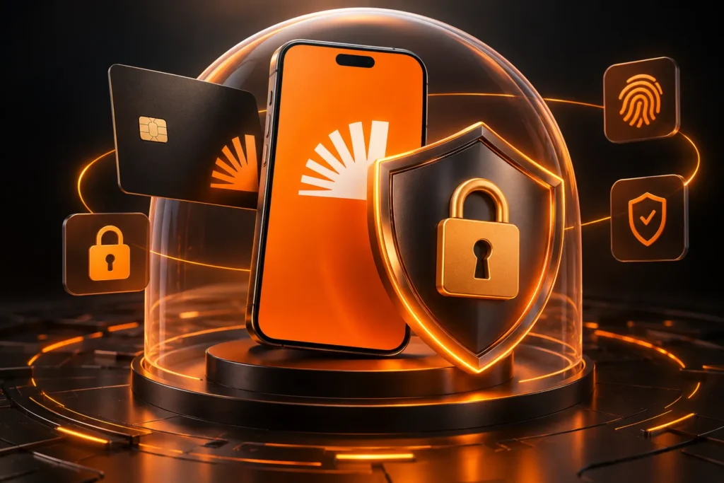Conta Digital Inter segura com celular, escudo e cadeado de proteção