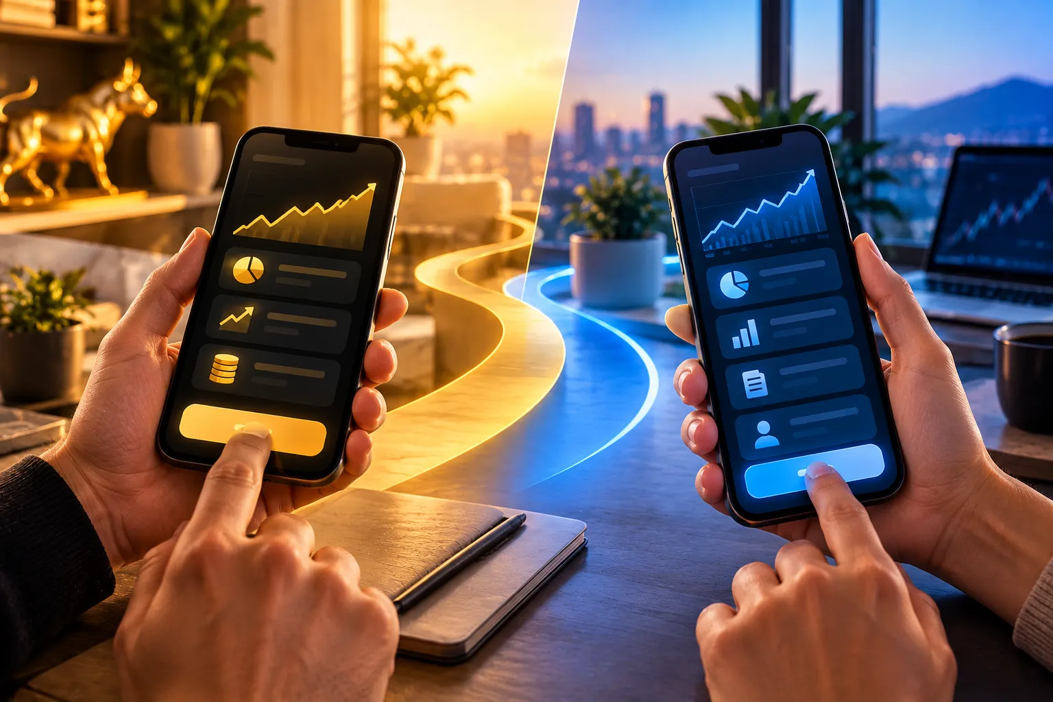 Comparação da simplicidade entre plataformas de investimento pelo celular