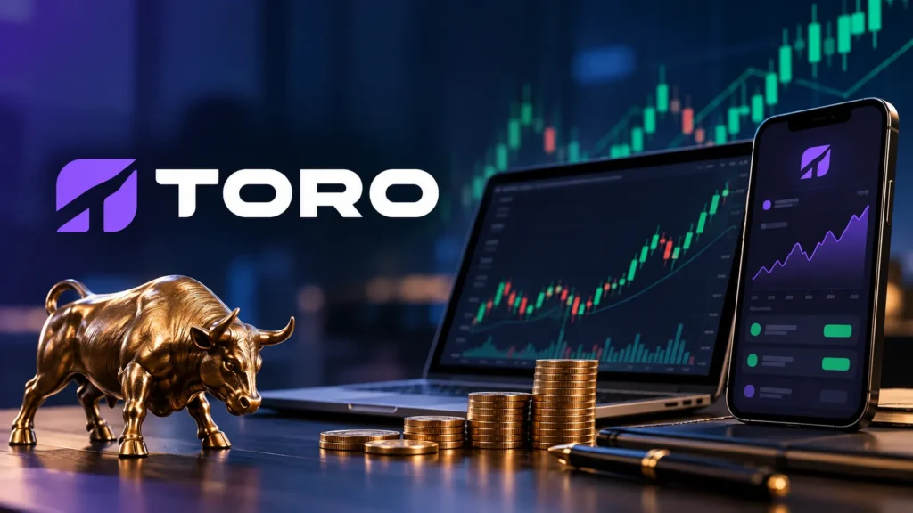 Corretora Toro Investimentos com gráficos de mercado financeiro e plataforma de investimentos
