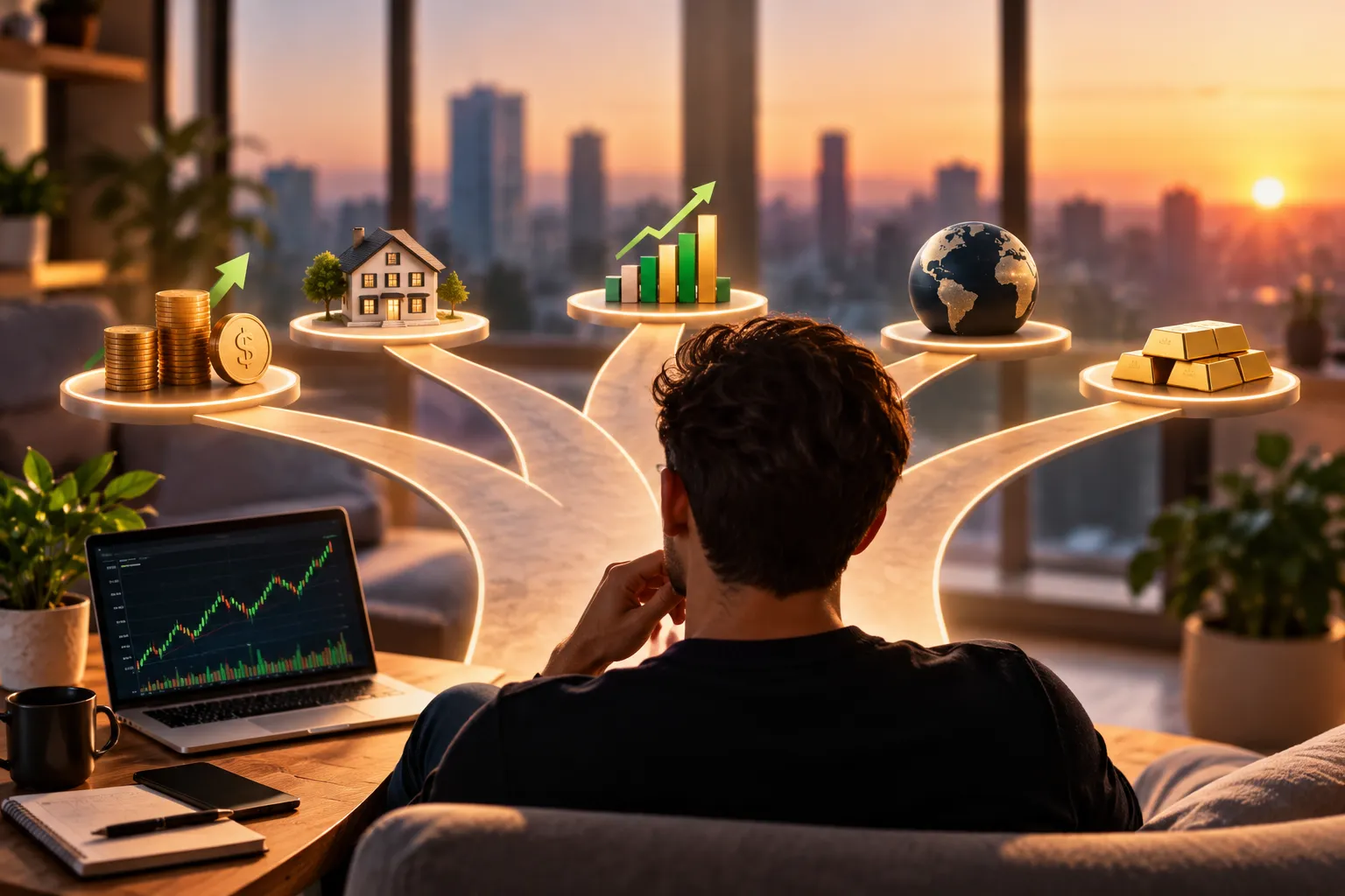 Pessoa analisando diferentes opções de investimento para decidir onde investir seu dinheiro
