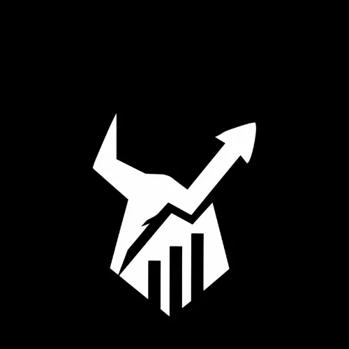 Logo de blog sobre corretoras de investimentos, com um touro estilizado em branco, seta de crescimento e gráfico de barras sobre fundo preto, representando investimentos, mercado financeiro e crescimento.